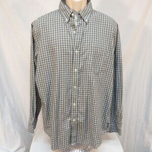 Chaps Gray Black  White Plaid Shirt Size L